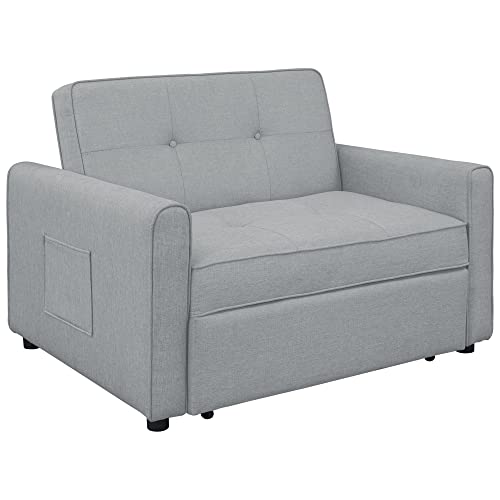 g 488243 Convertible Sleeper Sofa Bed MultiFunctional Adjustable Single Bed Chair with USB Port and 2 Pillows for Small Space Grey