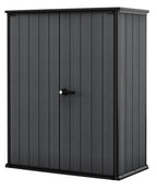 Keter Cortina Alto Vertical Durable Resin Outdoor Storage Shed with Heavy Duty Floor and Locking Latch Double Doors, Graphite