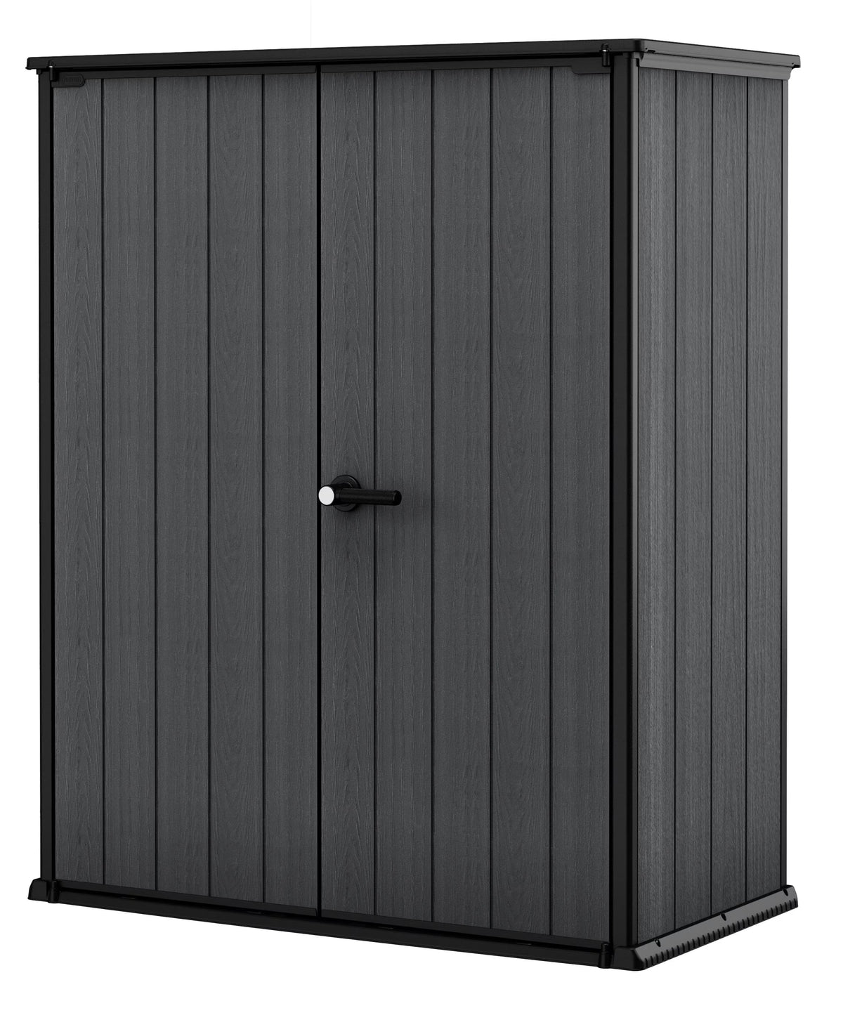 Keter Cortina Alto Vertical Durable Resin Outdoor Storage Shed with Heavy Duty Floor and Locking Latch Double Doors, Graphite