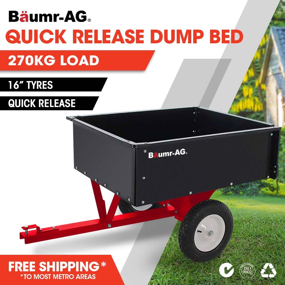 BAUMR-AG 270kg Capacity Metal Dump Cart, for Ride on Mower