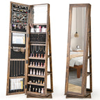 360�� Swivel Jewelry Armoire, Standing Jewelry Organizer with Full Length Mirror