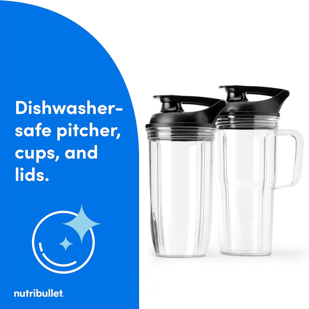 nutribullet® SmartSense Blender Combo, 1400W, 64oz Pitcher, 32oz & 24oz Cups, 5-Speed, Smoothies, Ice and Frozen Fruit, Nut Milk, Soup, Matte Black, NBF50700AK