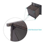 22" Rattan Wicker Steel Outdoor Patio Bistro Side Table Stand with 1.6" Umbrella Hole, Side Square Table for Deck Pool Garden
