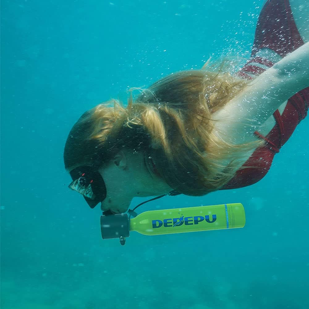 Scuba Diving Tank,0.5L Constant Pressure Mini Scuba Tank, Dive Tanks with On-Off Valve, 5-10 Minutes Underwater Capability, Portable Mini Scuba Tanks, Scuba Diving Tanks with Pump