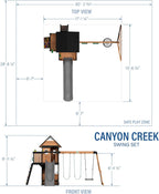 Backyard Discovery Canyon Creek Cedar Wood Swing Set with Wave Slide, Clubhouse, Play Kitchen, Picnic Area, Belt Swings, Web Swing, Rock Wall, Balconies, Playhouse, Step Ladder, Outdoor Playset