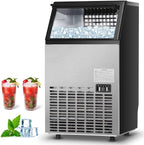 110LBS/24H Commercial Ice Maker with 33LBS Storage Capacity, Free-Standing Ice Machine