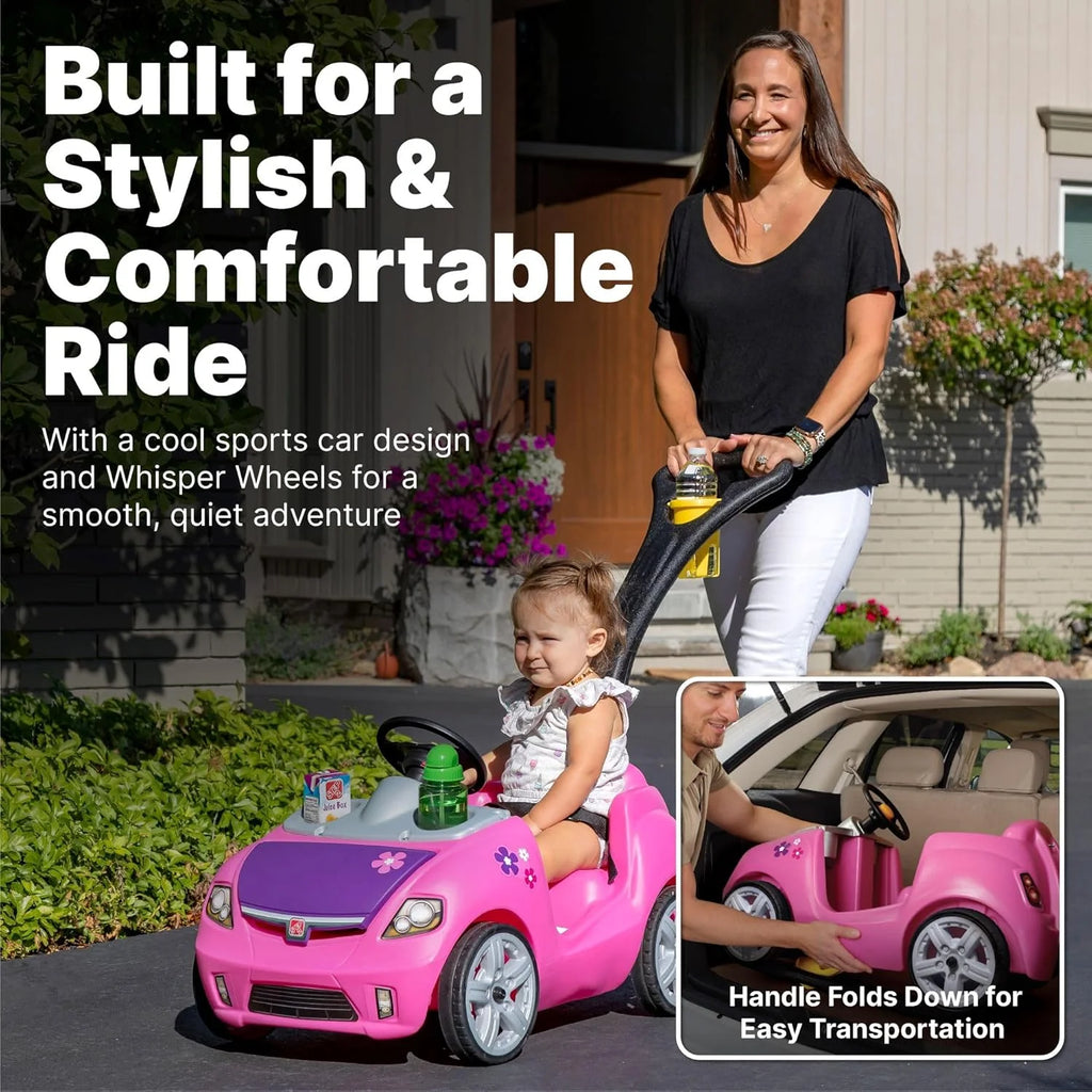Step2 Whisper Ride II Ride On Push Toy Car, Pink �C Ride On Car with Included Seat Belt, Easy Storage and Transport, Makes a Great Stroller Alternative