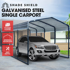 SHADE SHIELD Single Carport Shed 3.3 x 6 x 2.8m, Galvanised Steel Frame, Powder Coated Gable Roof, Shelter for Car Caravan Boat Tractor Agricultural
