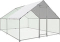 Large Metal Chicken Coop Walk-in Poultry Cage with Water-Resident and Anti-UV Cover Duck Rabbit Cat House Outdoor Chicken Run Pen with Spire Shaped Cage