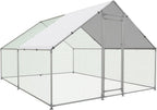 Large Metal Chicken Coop Walk-in Poultry Cage with Water-Resident and Anti-UV Cover Duck Rabbit Cat House Outdoor Chicken Run Pen with Spire Shaped Cage