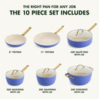 Reserve Hard Anodized Healthy Ceramic Nonstick 10 Piece Cookware Pots and Pans Set, Gold Handle, PFAS-Free, Dishwasher Safe, Oven Safe, Black