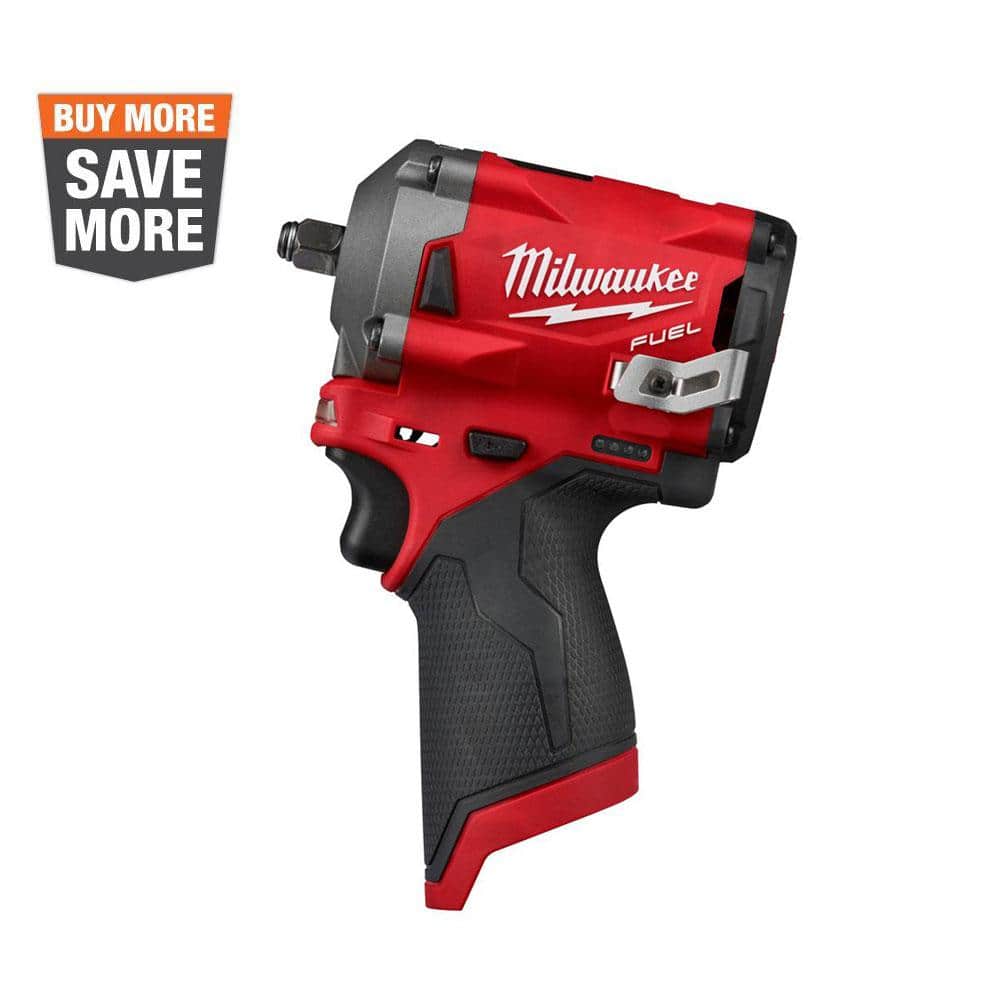 Milwaukee M12 FUEL 3/8��� Cordless Brushless Stubby Impact Wrench, 250 ft-lbs Torque, Tool-Only