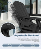 Adjustable Adirondack Chair with Retractable Ottoman Set of 2  HDPE Folding Adirondack Chair with Cup Holder  All Weather Fire Pit Chair for Outdoor.
