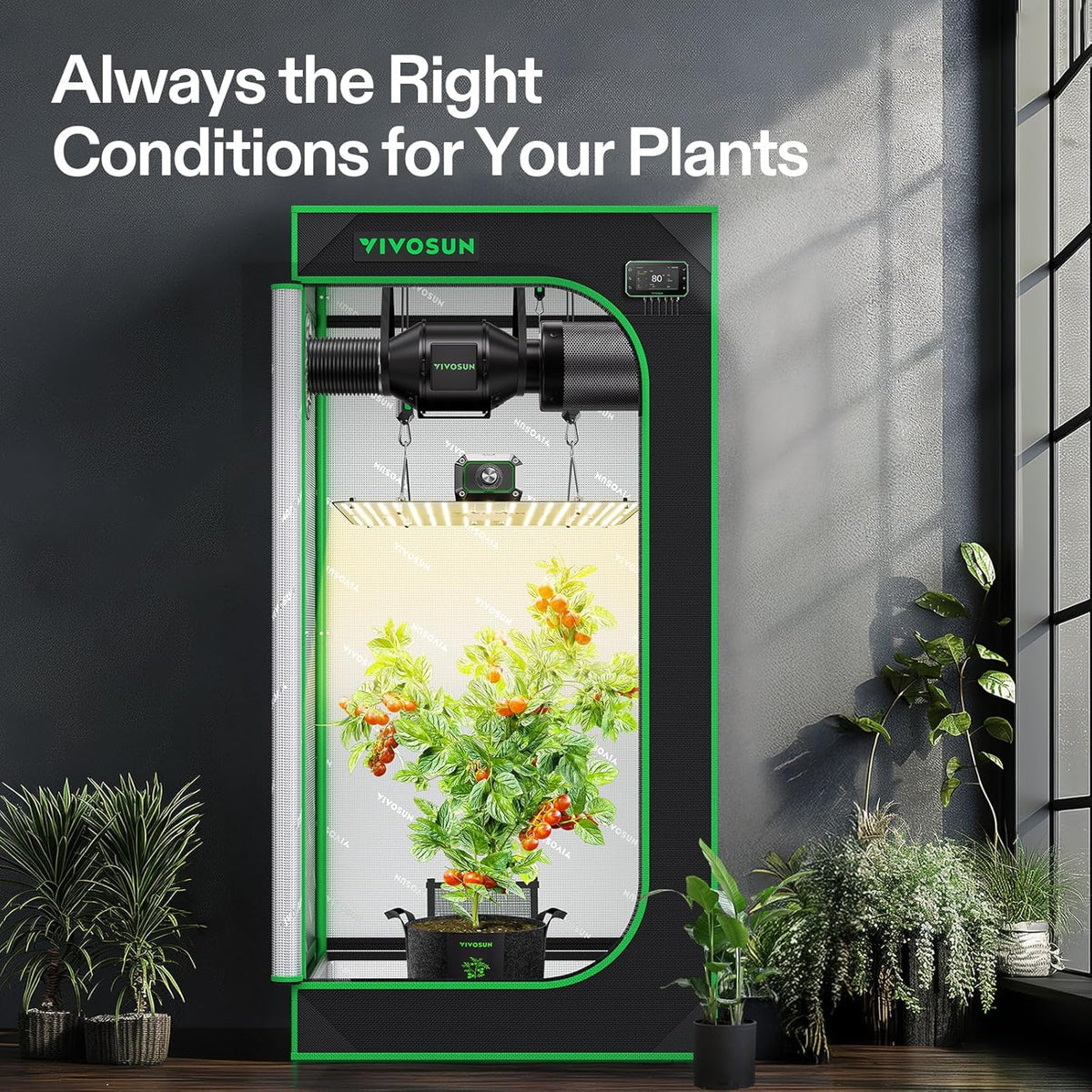 VIVOSUN GIY Smart Grow Tent System 2x2  WiFi-Integrated Grow Tent Kit  with Automate Ventilation and Circulation  Schedule Full Spectrum 100W LED Grow Light  and GrowHub E42A+ Controller