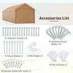 10 x 20 FT Heavy-Duty Carport Portable Garage Tent with Steel Frame & Sidewalls, Outdoor Car Canopy Shelter for Truck SUV Boat