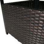 22" Rattan Wicker Steel Outdoor Patio Bistro Side Table Stand with 1.6" Umbrella Hole, Side Square Table for Deck Pool Garden