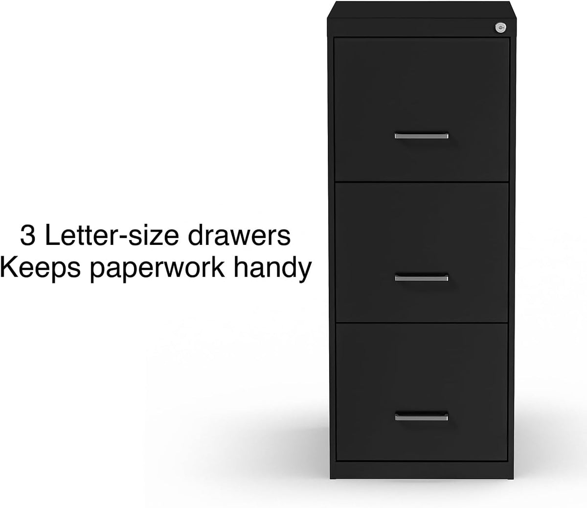 Staples Vertical File Cabinet for Letter/Legal Files, 3-Drawer, Letter/Legal Compatible, Locking, Black