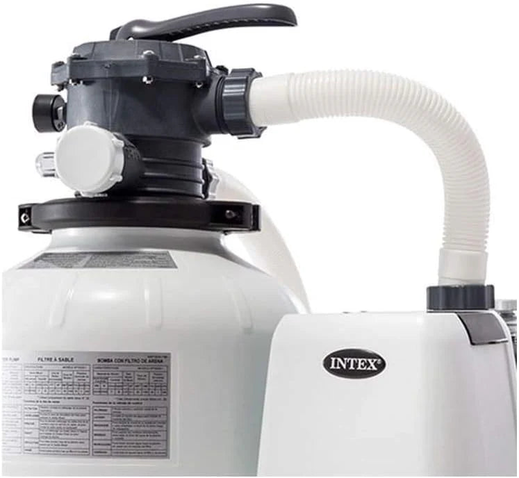 Intex 26651EG Krystal Clear 16 Inch 3,000 GPH Above Ground Pool Sand Filter Pump with Automatic Timer, GFCI, and 6 Function Control, Gray