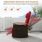 Outdoor Rattan 360�� Swivel Recliner Chair, Patio Wicker Chaise Lounge Chair with Adjustable Backrest & Footrest, Flip Side Table & Cushions
