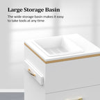 OmySalon Salon Storage Station, Barber Stations Beauty Salon Spa Equipment with 3 Drawers, a Storage Basin, 3 Hair Dryer Holders for Hair Styling, White Gold
