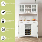 Wood Buffet Hutch Cabinet Kitchen Hutch Sideboard Kitchenware Server with 3 Large Drawers & 9 Wine Grids