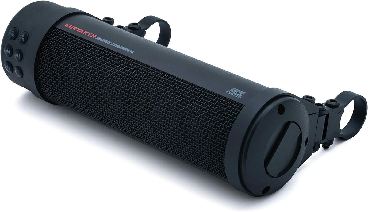 Kuryakyn Road Thunder 300W Motorcycle Sound Bar, Bluetooth & USB, Handlebar Mount, IP66 Waterproof, Satin Black