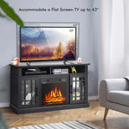 48" TV Console with 18" Fireplace Insert, Fireplace TV Stand for TVs up to 50 Inches, 1400W Electric Fireplace Heater