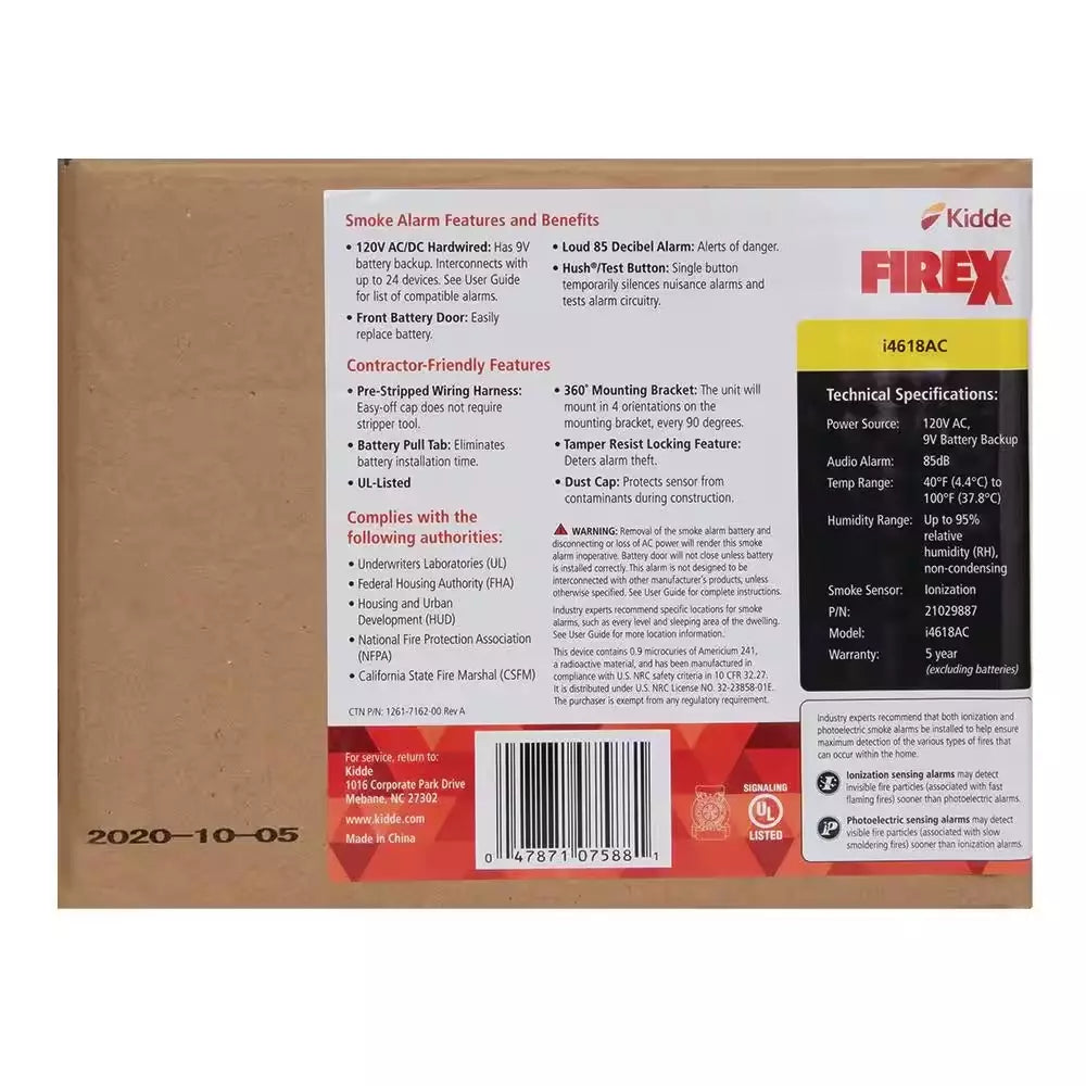 Firex 4-Pack Hardwired Smoke Detector with Ionization Sensor
