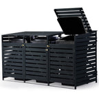 PLANTCRAFT Triple Wood Wheelie Bins Storage Shed, 3 Door Garbage Rubbish Bin Enclosure
