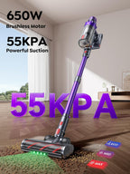 SMOTURE Cordless Vacuum Cleaner, 650W 55KPA 70Mins Vacuum Cleaners for Home, Cordless Stick Vacuum with LED Touch Screen, Anti-Tangle Wireless Vacuum, Handheld Vacuum for Pet Hair/Carpet/Floor