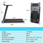2.25HP Electric Folding Treadmill Smart APP Control Walking Running Machine with HD LED Display & Device Holder
