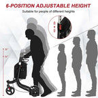 3-Wheel Folding Rollator Walker with Shopping Bag, Lightweight Aluminum Mobility Walking Aid