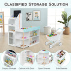 Wooden Kids Supermarket Playset with Cash Register and Shopping Cart