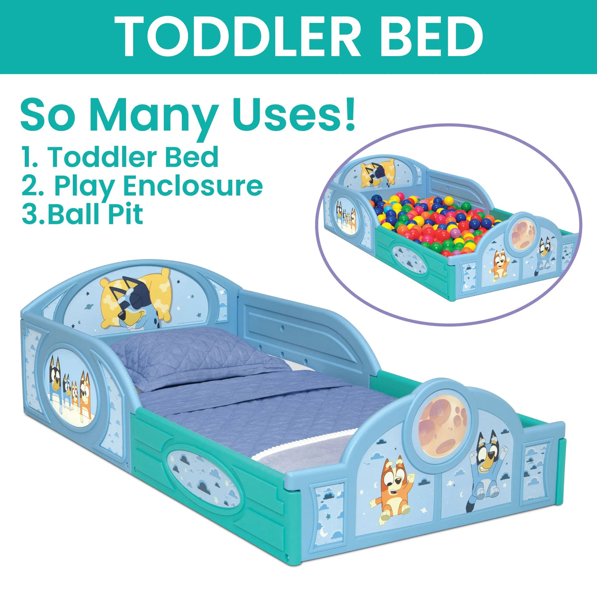 Bluey 3-Piece Toddler Bedroom Set by Delta Children, Blue