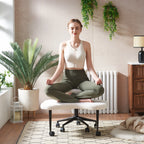 Pinmoco Ergonomic Cross Legged Swivel Chair, Adjustable Height and Teddy Fabric, Meditation& ADHD Chair with Back Support, Home and Office, Off White
