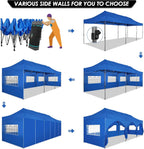 COBIZI 10x20 Heavy Duty Pop up Canopy Tent with 6 sidewalls Easy Up Commercial Outdoor Canopy Wedding Party Tents for Parties All Season Wind & Waterproof Gazebo with Roller Bag,Black(Frame Thickened)