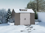 Rubbermaid Resin Outdoor Storage Shed With Floor (7 x 7 Ft) Weather Resistant Gray Organization for Home/Backyard/Garden Tools/Lawn Mower/Bike Storage/Pool Supplies