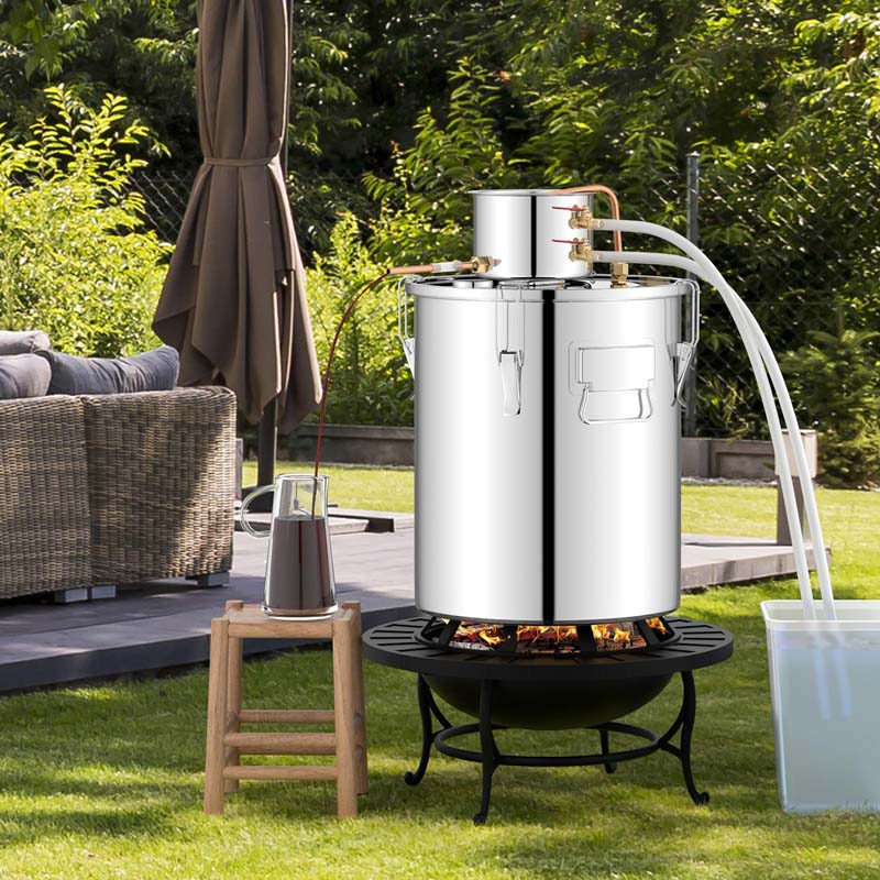 5/10 Gal 2 Pots Alcohol Still Home Brewing Kit, 40L Stainless Steel Water Alcohol Distiller, Wine Making Kit for Whiskey Brandy Beer