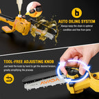 2-in-1 Electric Pole Saw - 6 Inch Brushless Mini Chainsaw with Extension Pole 2x3000mAh Batteries  Lightweight  15.7FT Reach Extension Tree Trimmer Cordless Pole Saws for Tree Trimming Pruning