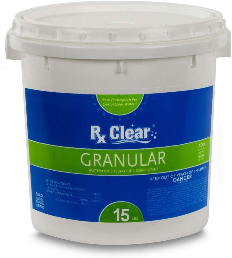 Clear Stabilized Granular Chlorine | One 50-Pound Bucket | Use As Bactericide, Algaecide, and Disinfectant in Swimming Pools and Spas | Fast Dissolving and UV Protected