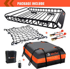 Folding hitch mounted cargo basket 60" With hook stabilizer, net and straps