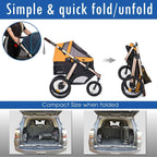 Jogging Sports Stroller with Comfort Rubber Wheels/Zipper-Less Entry/1-Hand Quick Fold/Aluminum Frame for Small/Medium Dogs, Cats and Pets (Green Camo)