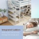 Twin Size Loft Bed with Desk and Storage Stairs Loft Bed Frame with Shelves and Safety Guardrails