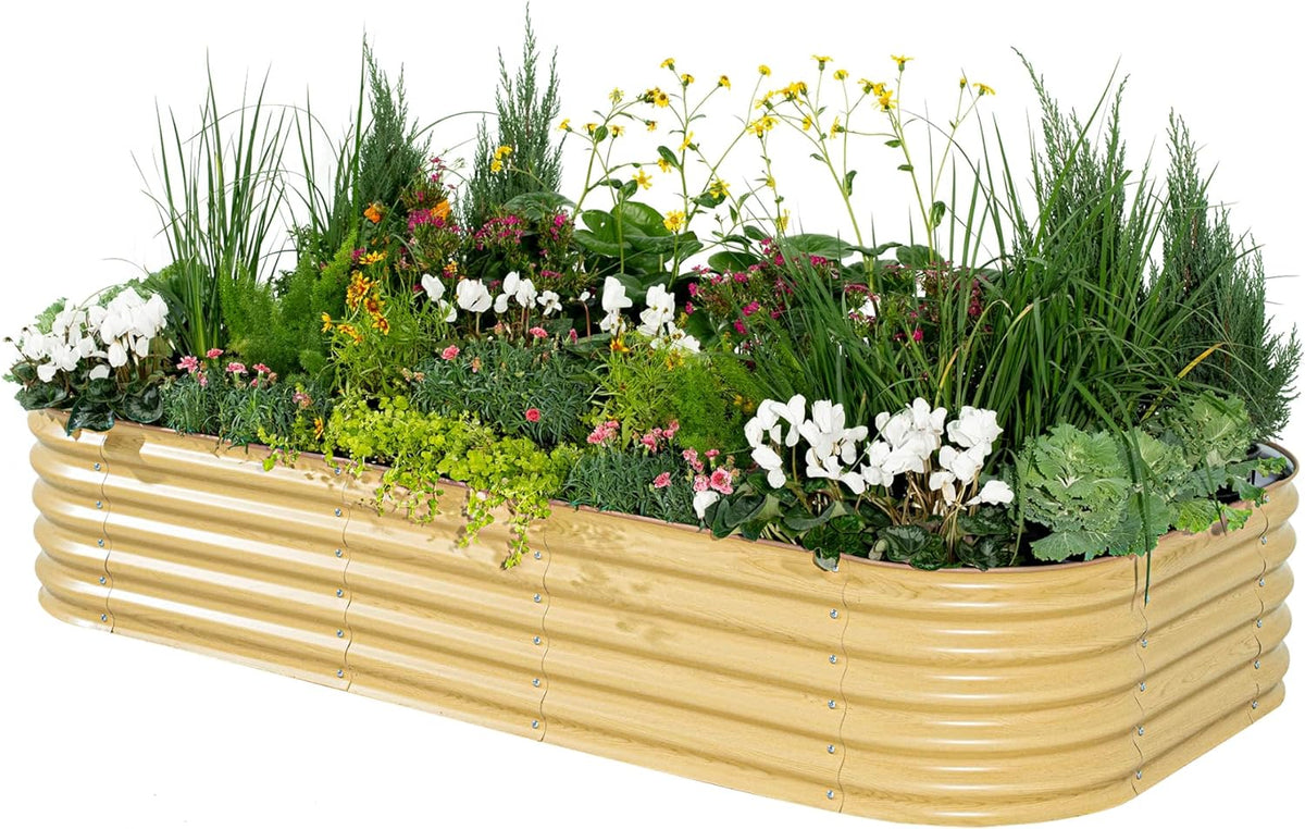 Garden Raised Garden Bed Kit, 11" Tall 10 in 1 Modular Raised Garden Beds Kit, Metal Planter Box for Vegetables, Flowers, Herbs, Morden Gray