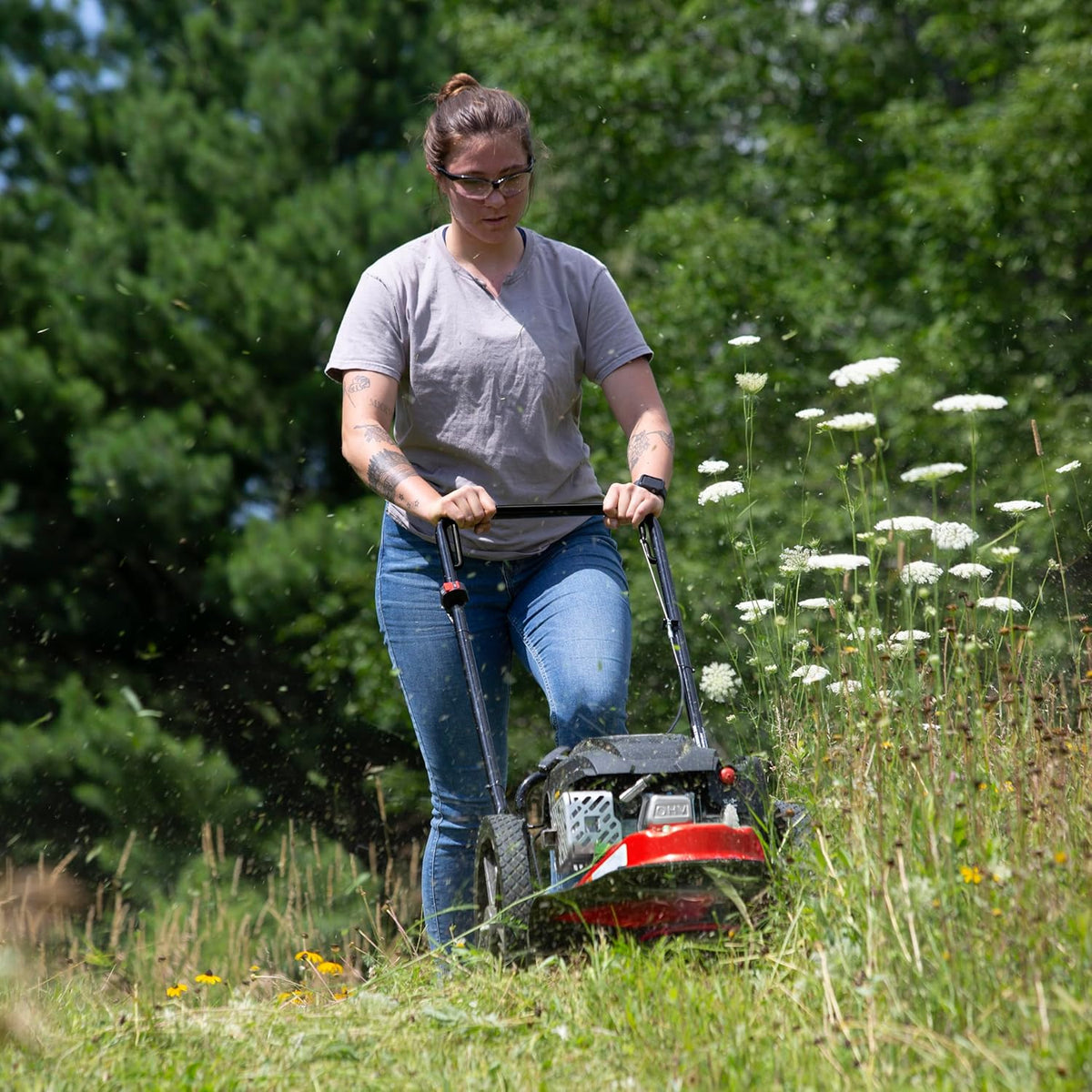 Walk Behind String Mower With 160cc Viper 4-Cycle Engine, 22 ?Cutting Diameter, 14 ?Never-Go-Flat Wheels, Easy Assembly, Adjustable Handlebar, Model # 40314