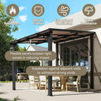 Aoxun 8’x10’ Gazebo  Wall Mounted Gazebos Pergola on Clearance  Outdoor Patio  Large Wall-Mounted Heavy Duty Awnings for Patio  Decks  Backyard (Black)