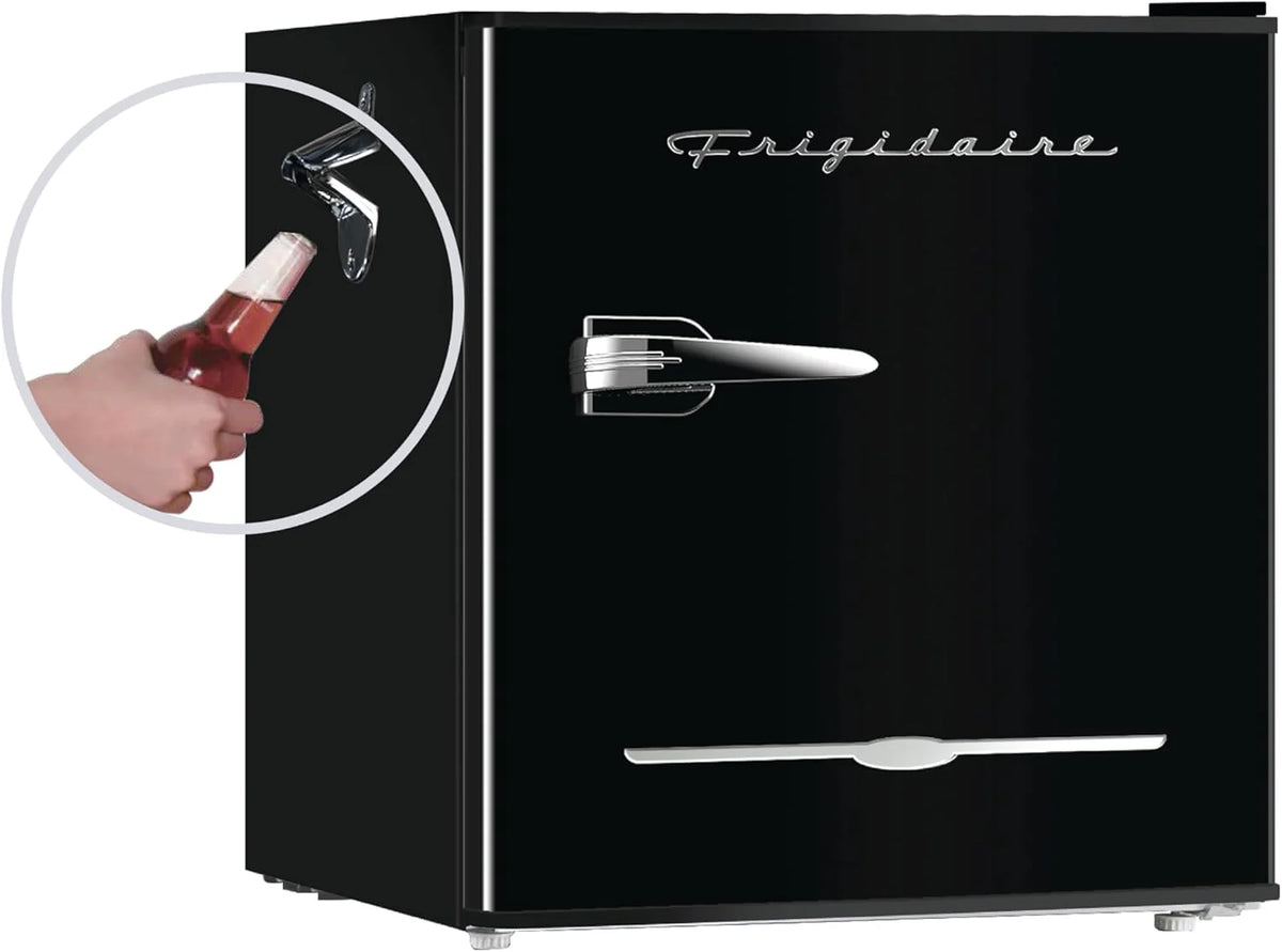 Frigidaire EFR176 Retro Compact Fridge with Chiller Mini Refrigerator with Built-in Bottle Opener for Office, Bedroom, Dorm Room or Cabin, 1.6 cu ft 16" D x 18" W x 18.5" H, Moonlight