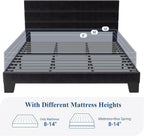 Allewie King Size Platform Bed Frame with Velvet Upholstered Headboard and Wooden Slats Support, Fully Upholstered Mattress Foundation/No Box Spring Needed/Easy Assembly, Black