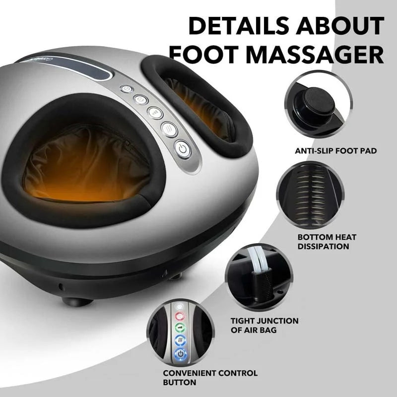 Foot Calf Massage Machine with Heat and Calf Air Bag, Electric Foot Massager with Shiatsu, Air compression, Rolling Modes
