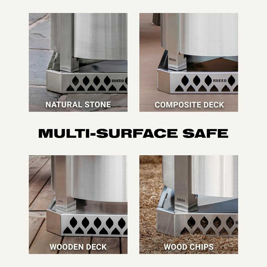 Breeo Base X24 (25.6 Inch) - Fire Pit Mat for Deck Protection - Multi Surface Safe - Superior Heat Protection and Airflow - Stainless Steel Fire Pit Accessory for Outside & Outdoor Surfaces - USA Made